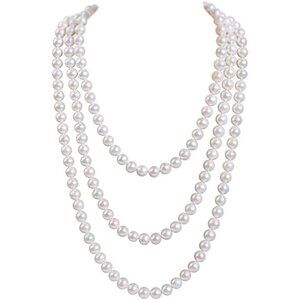 YALLNASL Faux Pearl Necklaces for Women Long Pearl Necklace Costume Jewelry